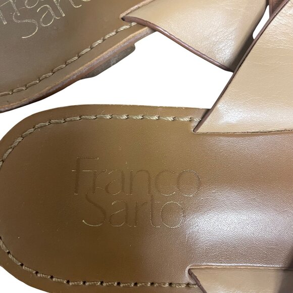 Franco Sarto Madelia Criss Cross Leather Flat Sandals Brown Sz 7.5 - Picture 2 of 4